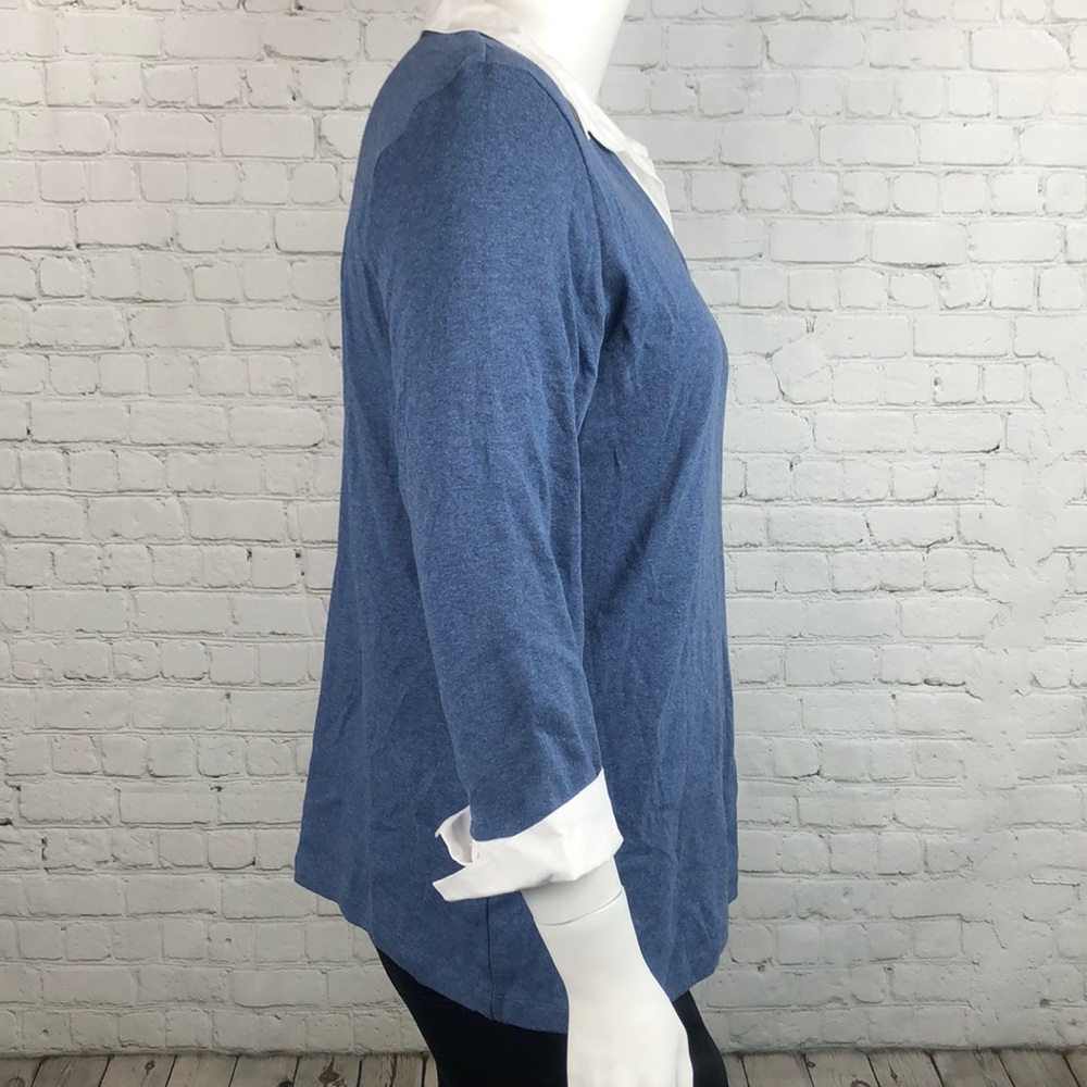 1X 3X Blue Heather Layered Look Top Plus Size - Picture 4 of 7